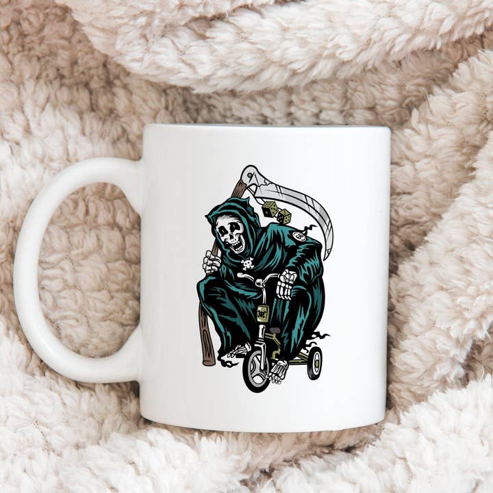 Sticker Bull - Wholesale Coffee Mug - Tricycle Grim Reaper 11oz Coffee Mug9