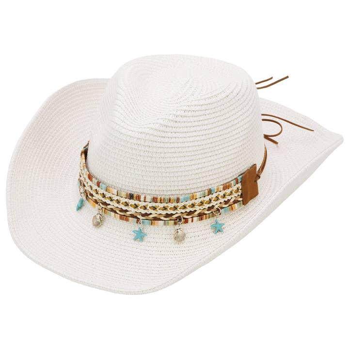 Cap Zone - Wholesale Cowboy Hat – Women’s - Blue Starfish Straw Coastal Cowgirl Hat2