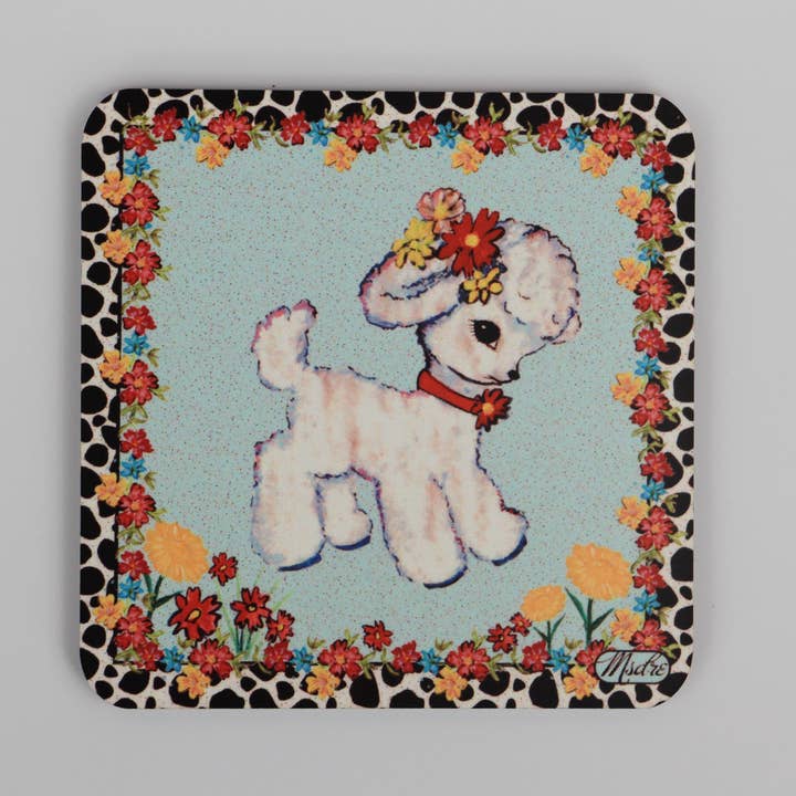 Cordeiro Fofo Branco Cute Kitsch Fawn Boho Coaster por atacado de Msdre