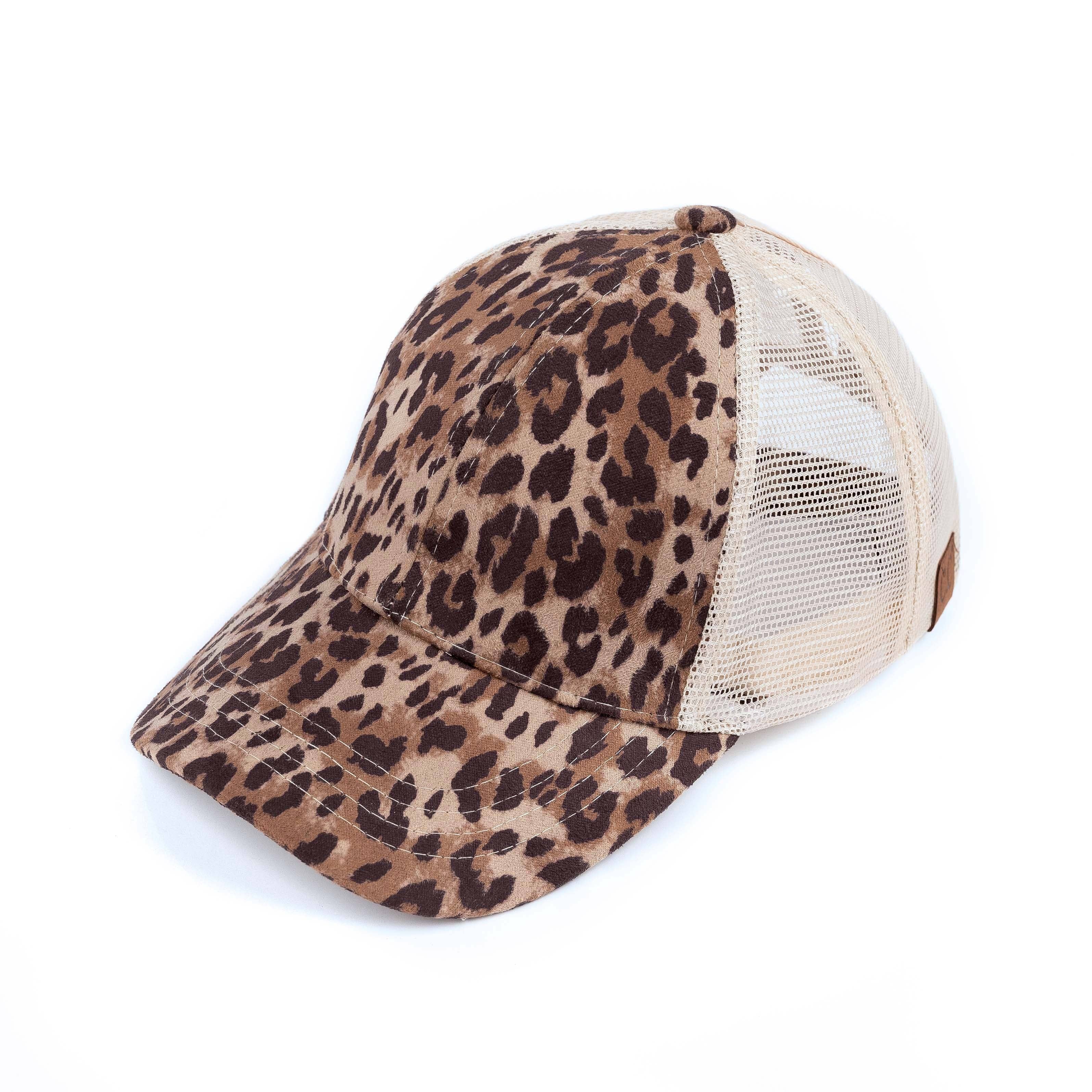 Truly Contagious - Wholesale Ponytail Cap - Women's - CC Faux Suede Leopard Hat ( BT-44 ) (BT-777)1