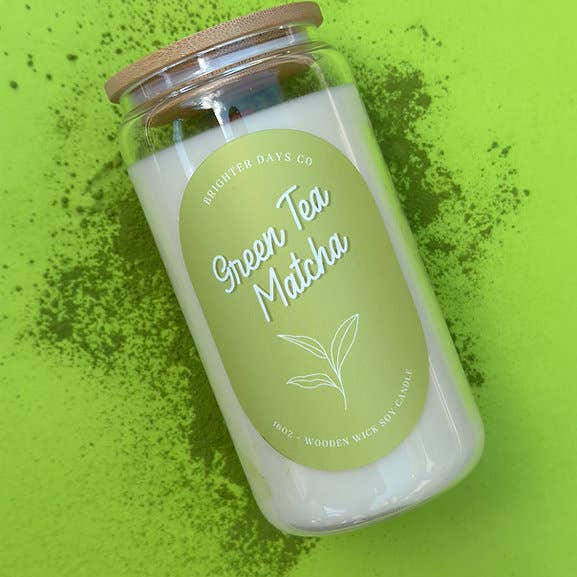 Vela de Soja “Green Tea Matcha” Wick em Madeira por atacado de Brighter Days Co.
