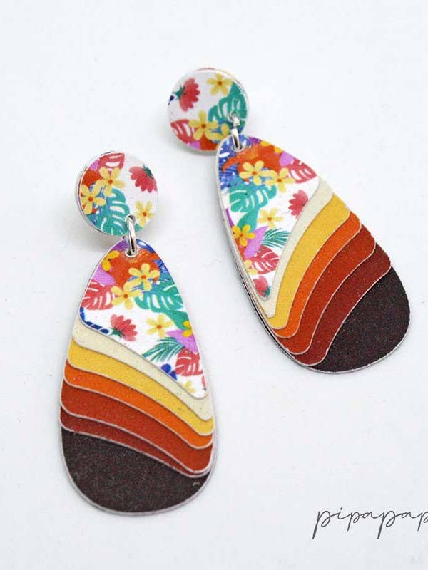 ORANGE TEARDROP BLOMMA ÖRHÄNGE för wholesale av Pipapaper