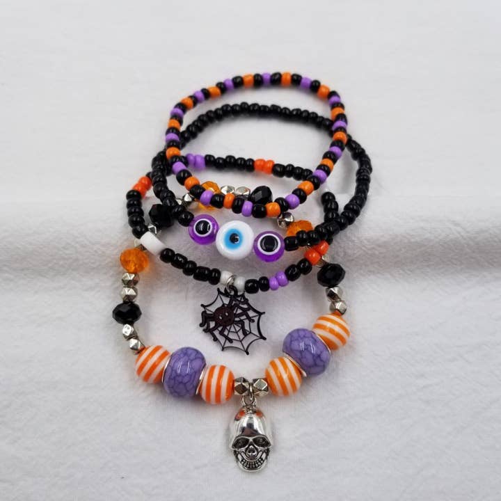 Pulsera de Cuentas con Calavera Gótica, Ojo de Araña - Halloween para venta al por mayor de ENA Jewelry