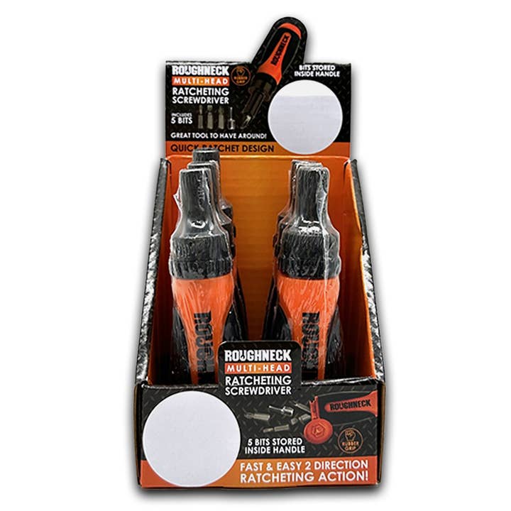 Novelty Brands - Wholesale Handy Tool - Roughneck Multi-Head Ratcheting Screwdriver - 6/Display1