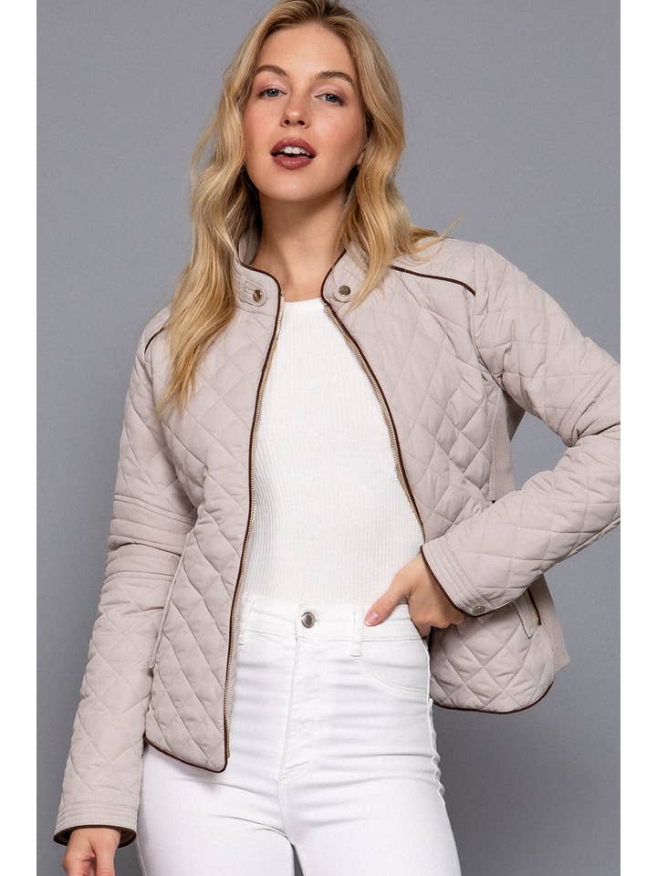 42POPS - Wholesale Jacket - Women's - ",,,..Suede Piping Rib Quilted Padding Jacket5