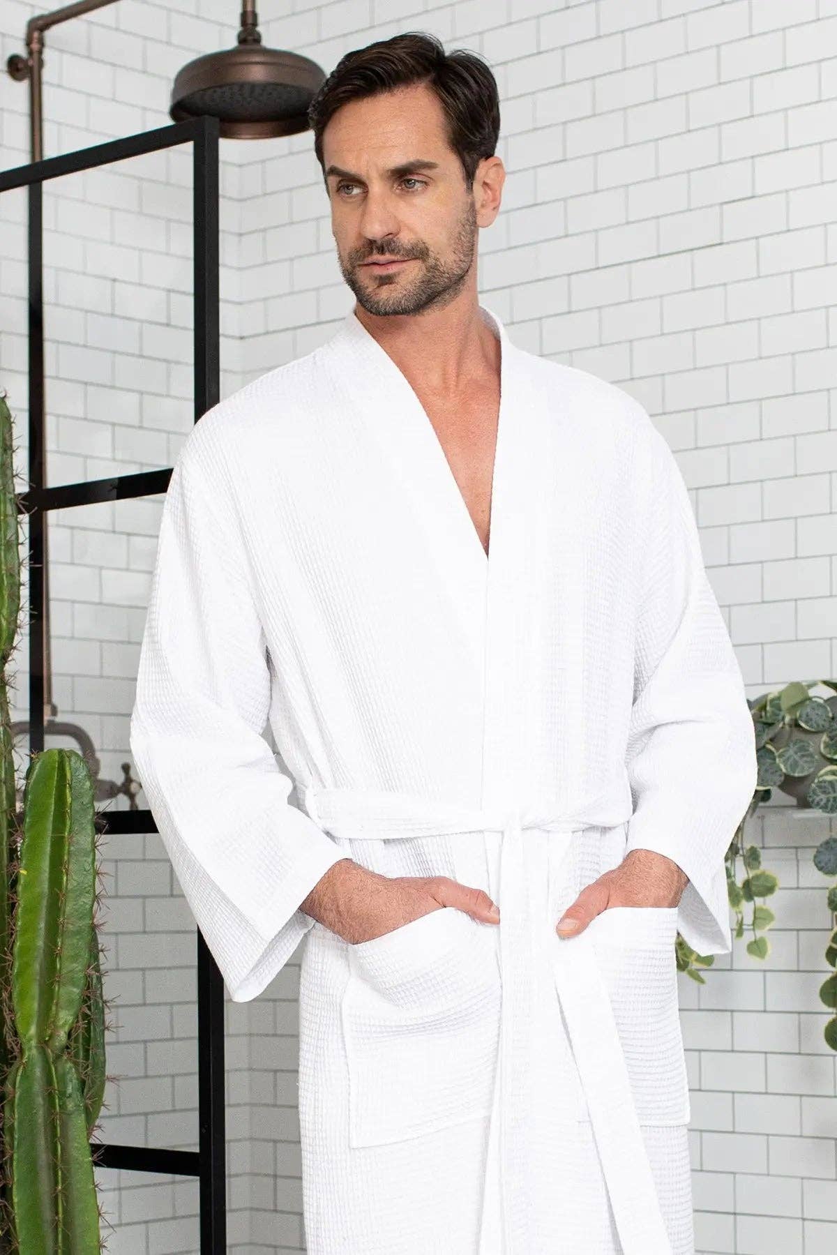 Lotus Linen - Vente Peignoir – homme - Peignoir de bain en nid d'abeille pour homme - Absorbant, léger2