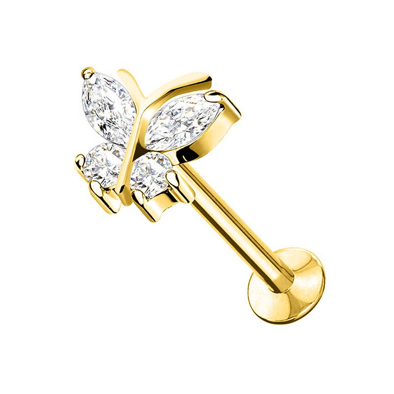 AMORINO SRL - Wholesale Lip Ring - LABRET PIERCING WITH CRYSTAL BUTTERFLY - JQ720L0051