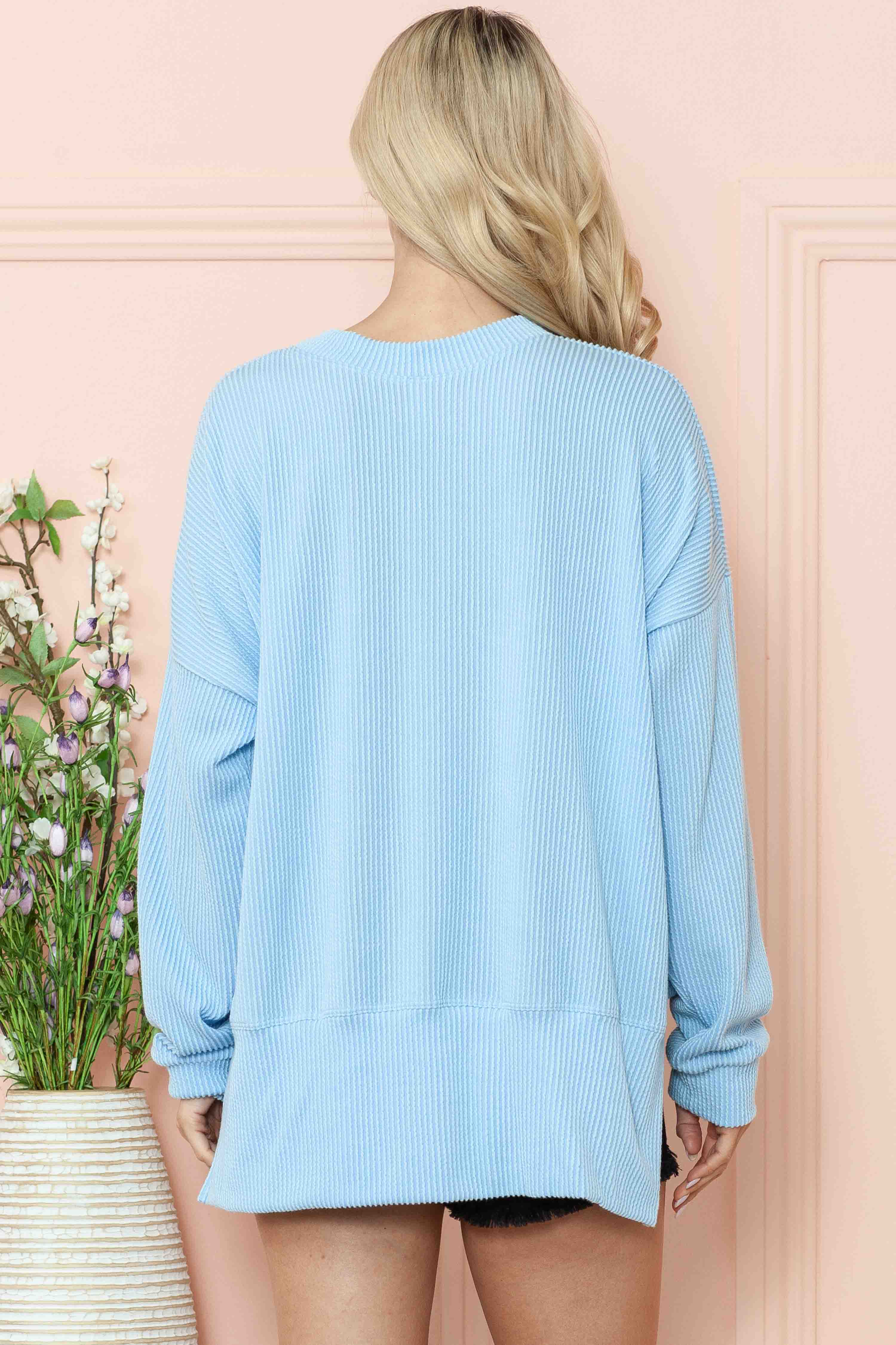 Burgundy Apparel - Vente Sweat-shirt – femme - SWEAT-SHIRT OVERSIZE CÔTELÉ ONDULÉ AVEC FENTE LATÉRALE12