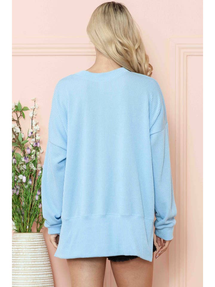 Burgundy Apparel - Vente Sweat-shirt – femme - SWEAT-SHIRT OVERSIZE CÔTELÉ ONDULÉ AVEC FENTE LATÉRALE12