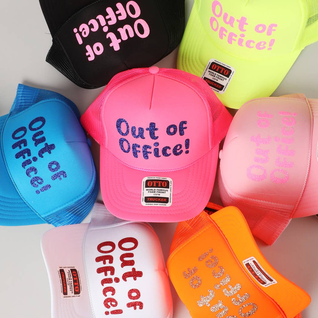 Fashion City - Wholesale Trucker Hat - Unisex - Out of Office Glitter Letter Logo Foam Trucker Hat32