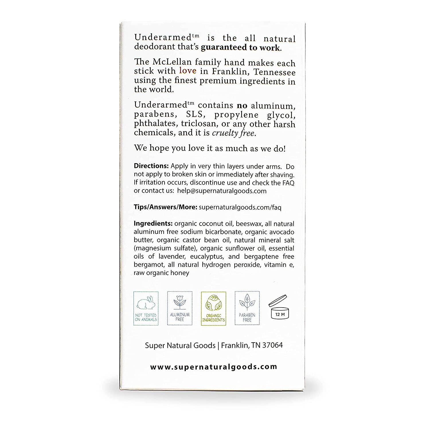 Super Natural Goods - Wholesale Deodorant - Unisex - Underarmed Natural Deodorant (2.6 oz)10