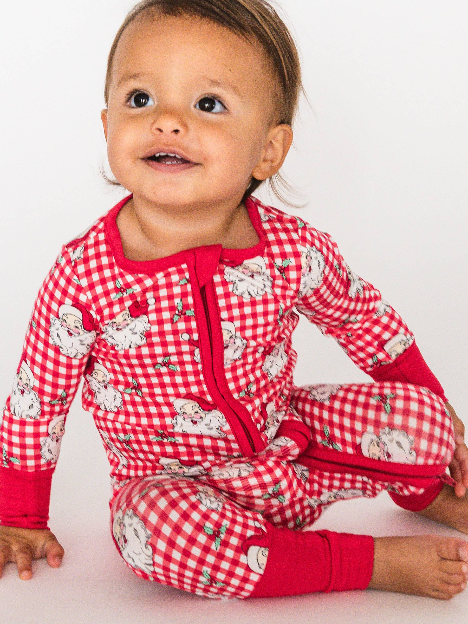 SoftSnooze™ Baby Bamboo Viscose Red Dear Santa Convertible One Piece Footie Pajama for wholesale on Faire0