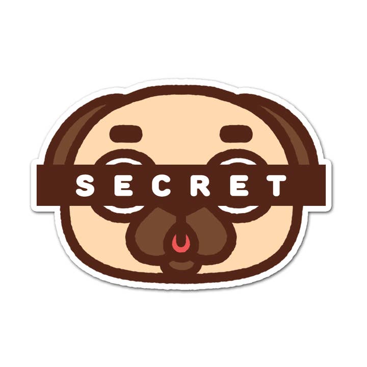 Secret Member Sticker for wholesale by Puglie Pug Designs Inc.
