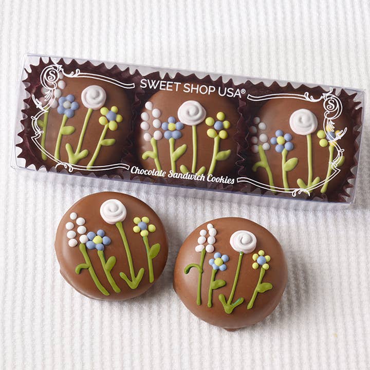 3oz 3pc Flowers In Bloom Chocolate Covered Oreos for wholesale by Sweet Shop USA
