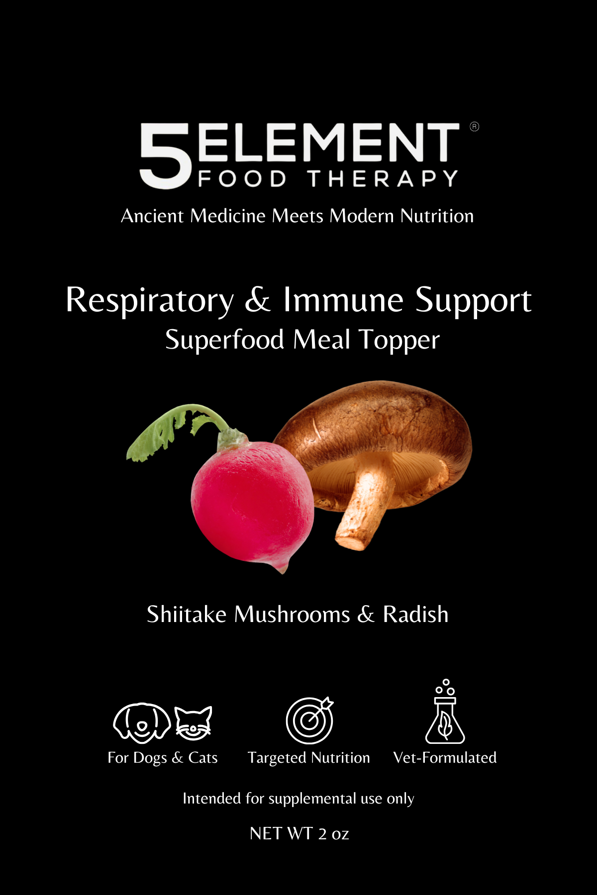 5 Element Food Therapy – Engroshandel Foder - Hund – Åndedræts- og immunforsvars-superfood måltidstopping0