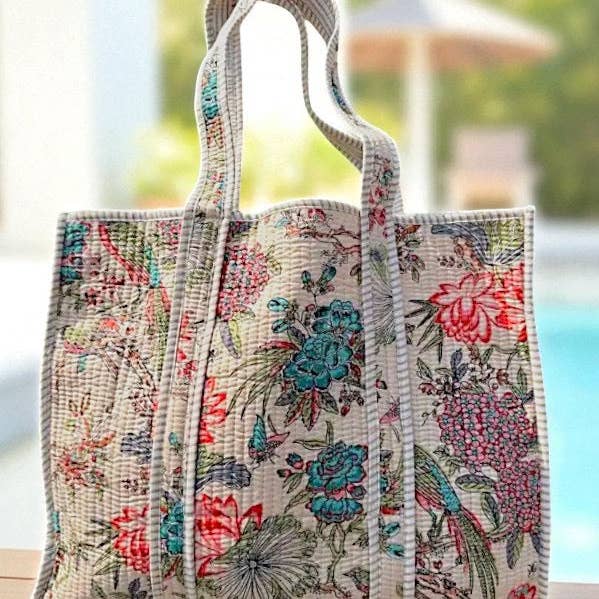 Nash Grey - Wholesale Tote Bag - Women's - Valentin Beige Floral Tote Bag0