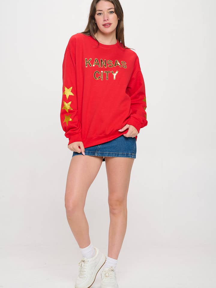 Locale – Großhandel Sweatshirt – Damen – Kansas City Star Sweatshirt mit Pailletten