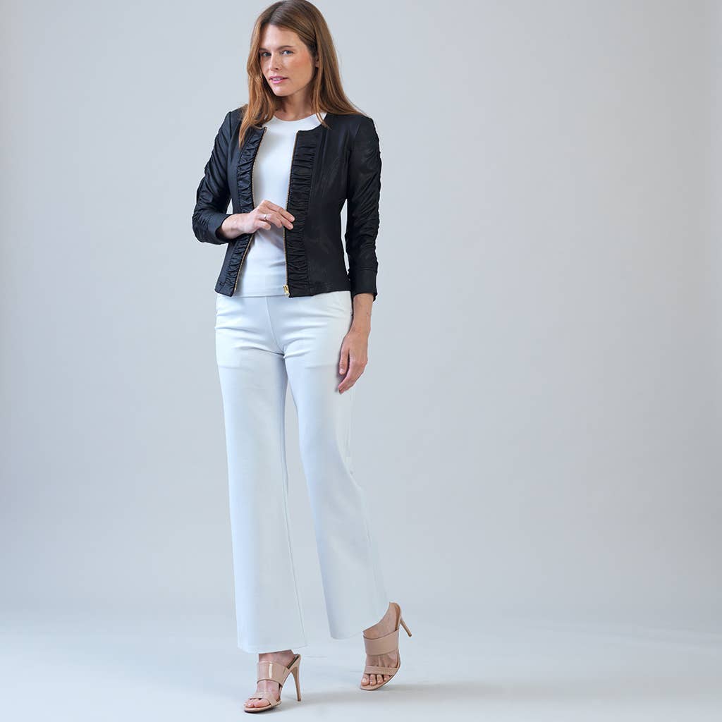 Clara Sunwoo – wholesale Leather jacket – Women′s – JK83 - Liquid Leather ™ Ruched Detail Jacket18