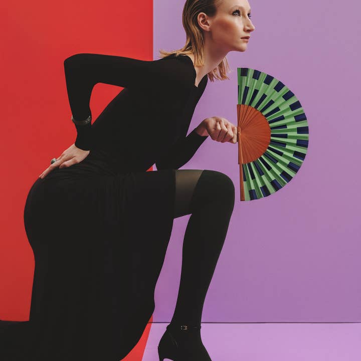 NEW* NORIA Fan - 23 cm - Green and Blue for wholesale by A FAN OF