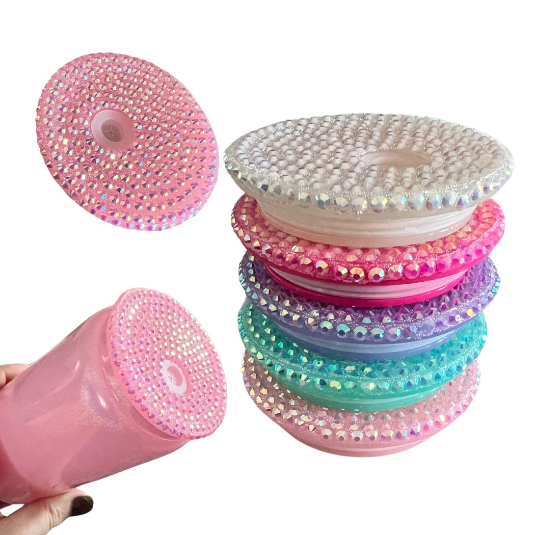 Sublimation Kings of Florida - Wholesale Drinking Glass/Cup - 16 oz Shimmer Holographic Sublimation Glass with Bling Lid6