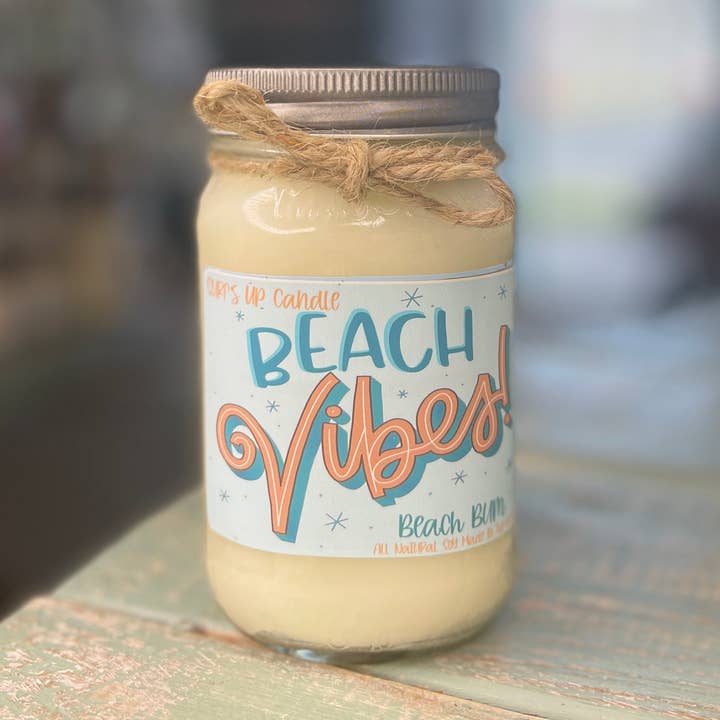 Vela en tarro Beach Bum Beach Vibes, edición limitada para venta al por mayor de Surfs Up Candle