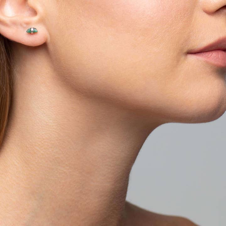 Emerald Silver Wrap Earrings for wholesale by Mimi + Marge