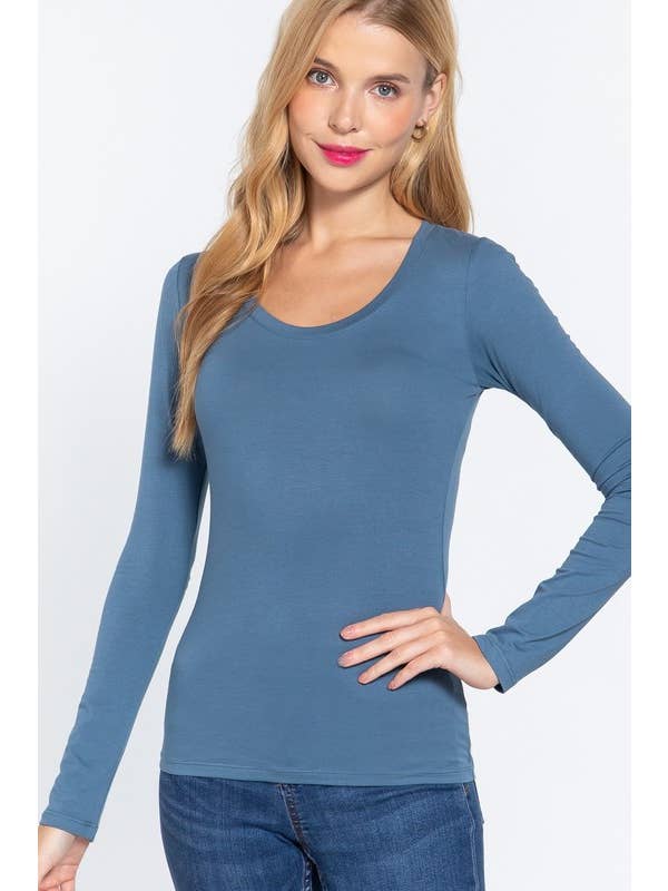 Active Basic | Active USA - Wholesale Knit Top - Women's - Long Sleeve Scoop Neck Top4