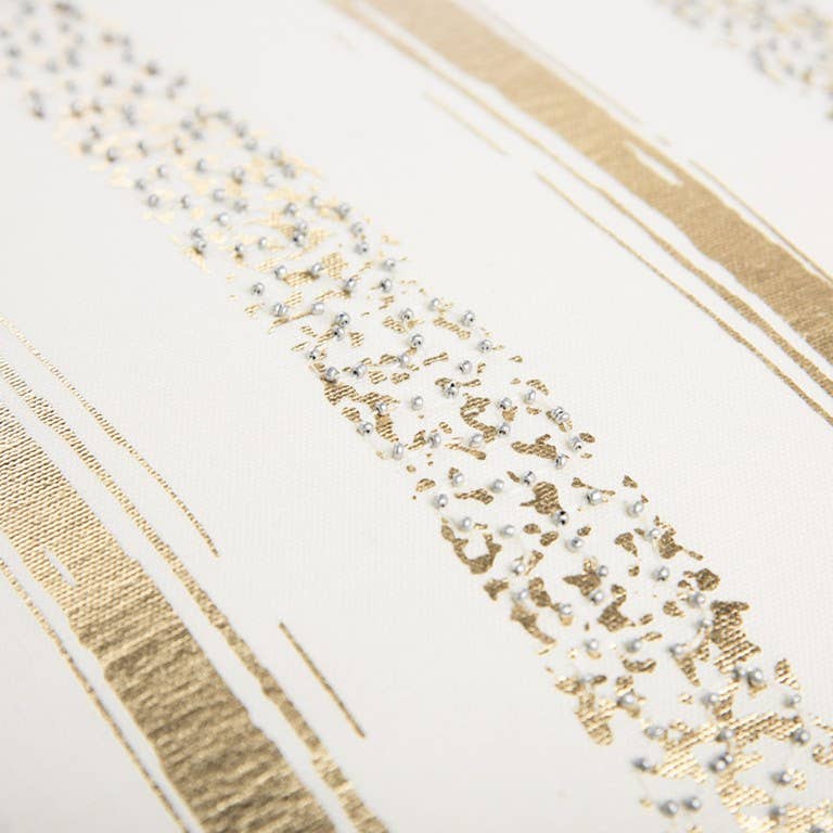 HomeRoots – wholesale Throw/decorative pillow – Gold Glam Stripe Beaded Throw Pillow1