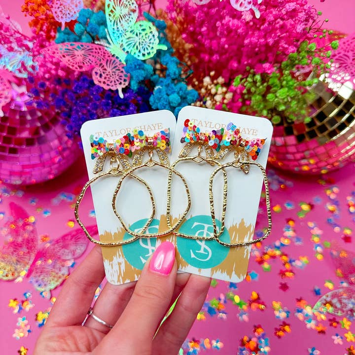 Taylor Shaye Designs - Wholesale Dangle Earrings - Rainbow Bethany Bow Hoops