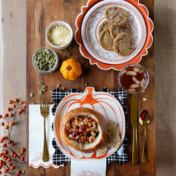 My Mind’s Eye - Wholesale Disposable plate - FAL1241 - Falloween Pumpkin Round Dessert 8" Paper Plate2