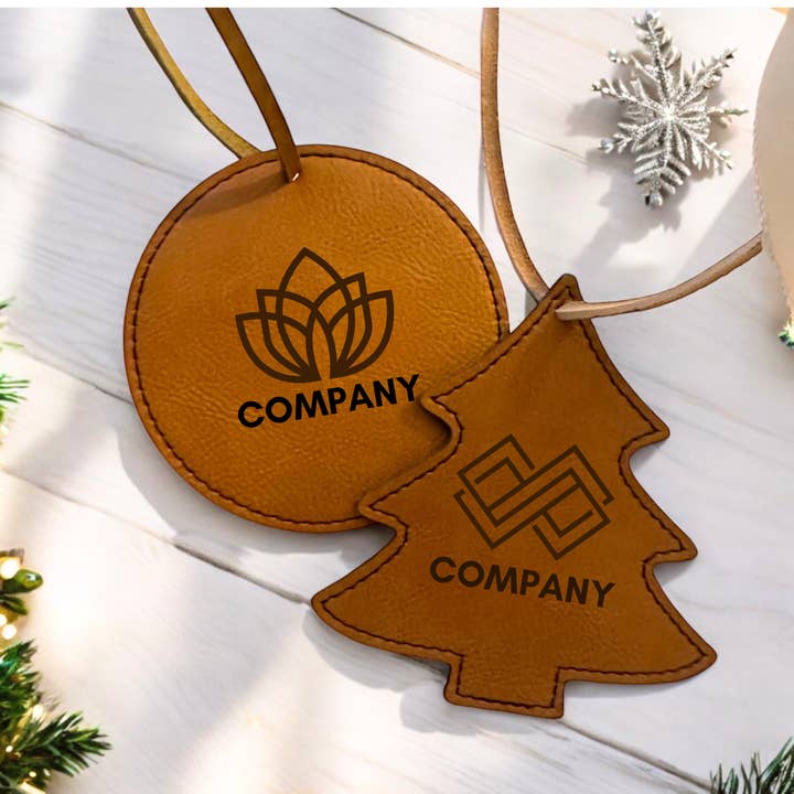 Custom Leatherette Ornament - Corporate Gifts with Logo for wholesale by With Love Louise