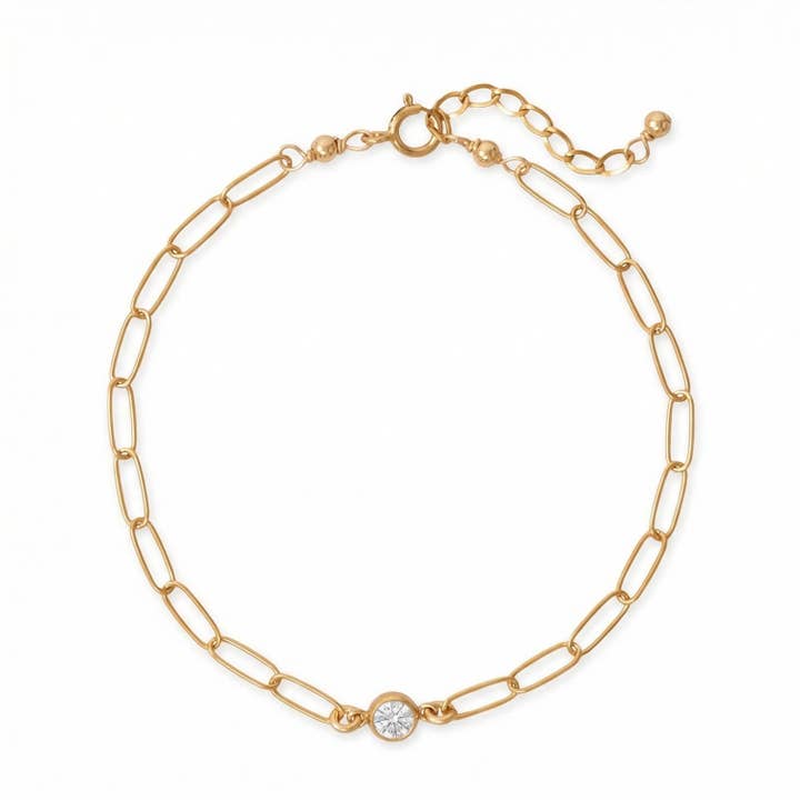 Pulseira 6,5" + 1" 14/20 folheada a ouro, diamante criado em laboratório de 4 mm por atacado de Silver Stars Collection