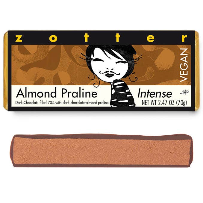 Almond Praline Intense (Hand-scooped Chocolate) for wholesale by Zotter Chocolates
