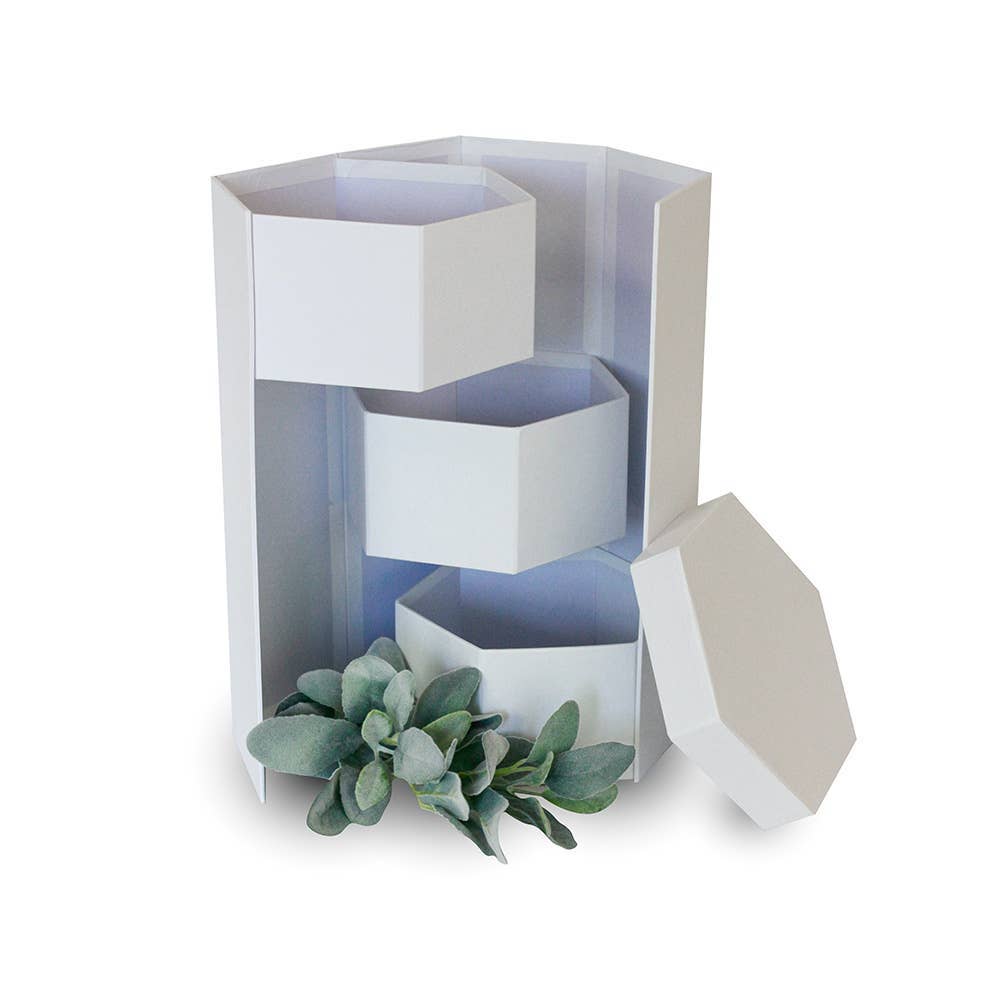 UNIKPACKAGING - Wholesale Gift Box - Hexagon 3-Tier Surprise Flower Gift Box with Lid7