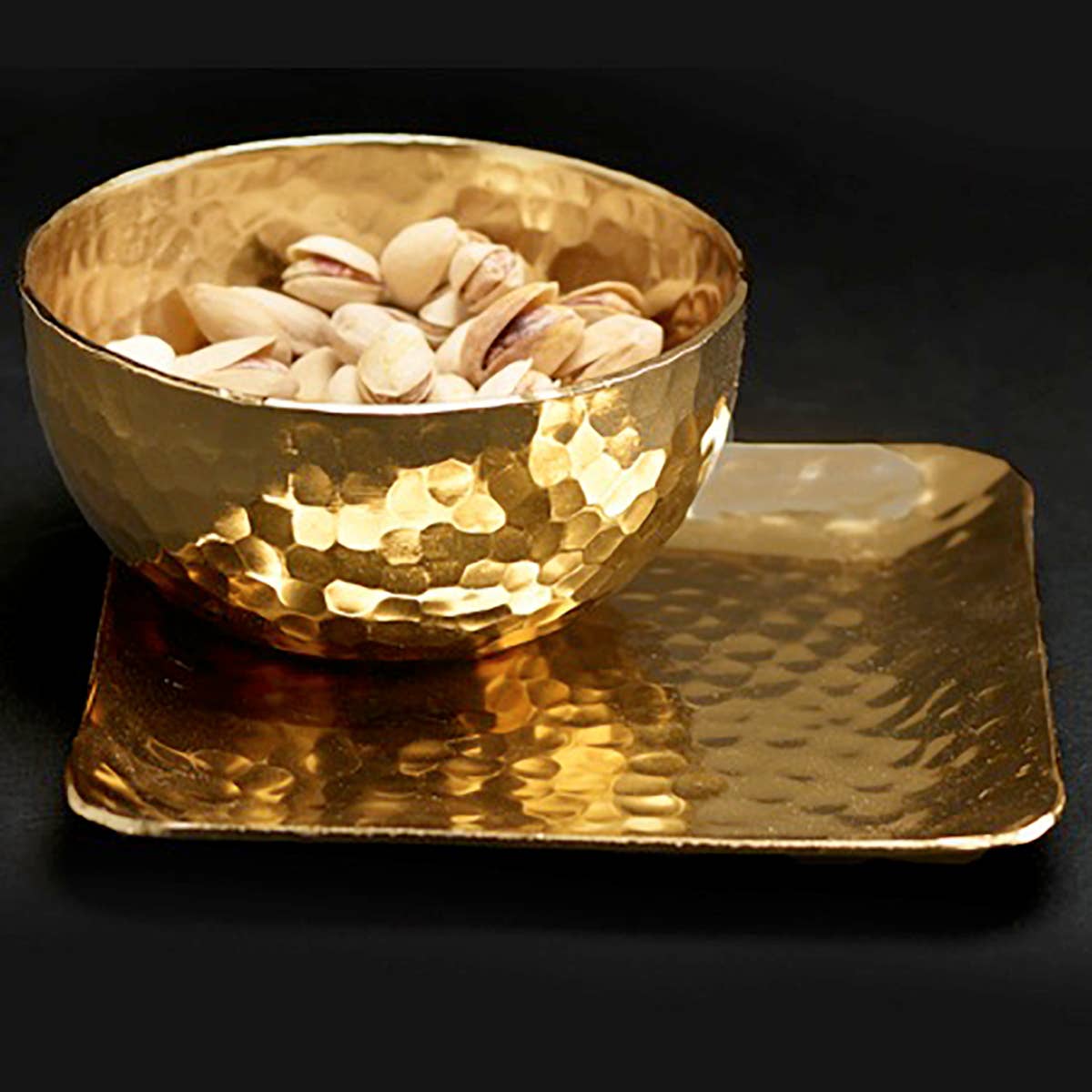 India Handicrafts Inc - Wholesale Decorative Plate/Dish/Bowl - Gilded Hammered Bowl - Small2