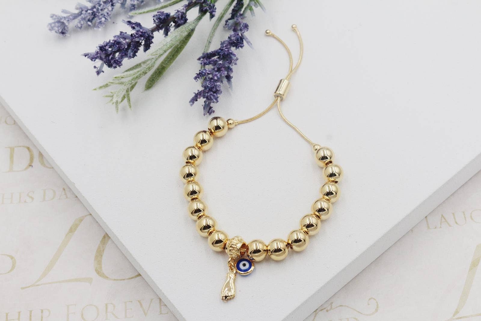 Cherie by Cherie - Vente Bracelet de perles - Bracelet ajustable à perles main Figa Evil Eye2