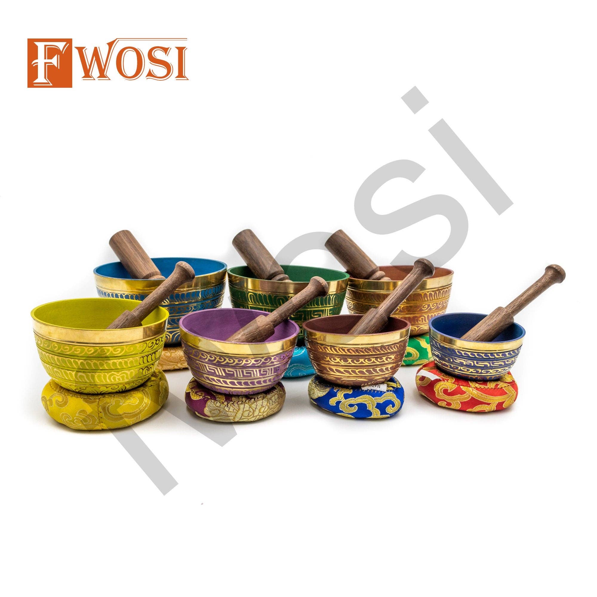 Fwosi - Wholesale Meditation Supplies - Tibetan Singing Bowls Set | Antique Mindfulness Bell Meditation Bowl Yoga Therapy | Healing Bowl | Sound Bowl | Self-Care Gift9