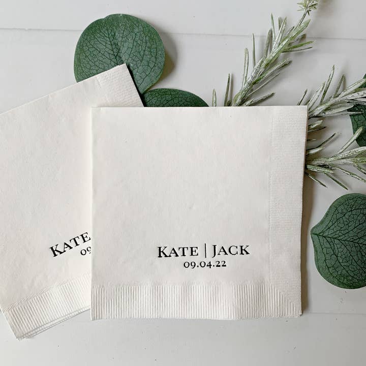 Custom Minimalist Wedding Date Cocktail Napkins  and other Purchase Wholesale customnotepads. Free Returns & Net 60 Terms on Faire trending on Faire.