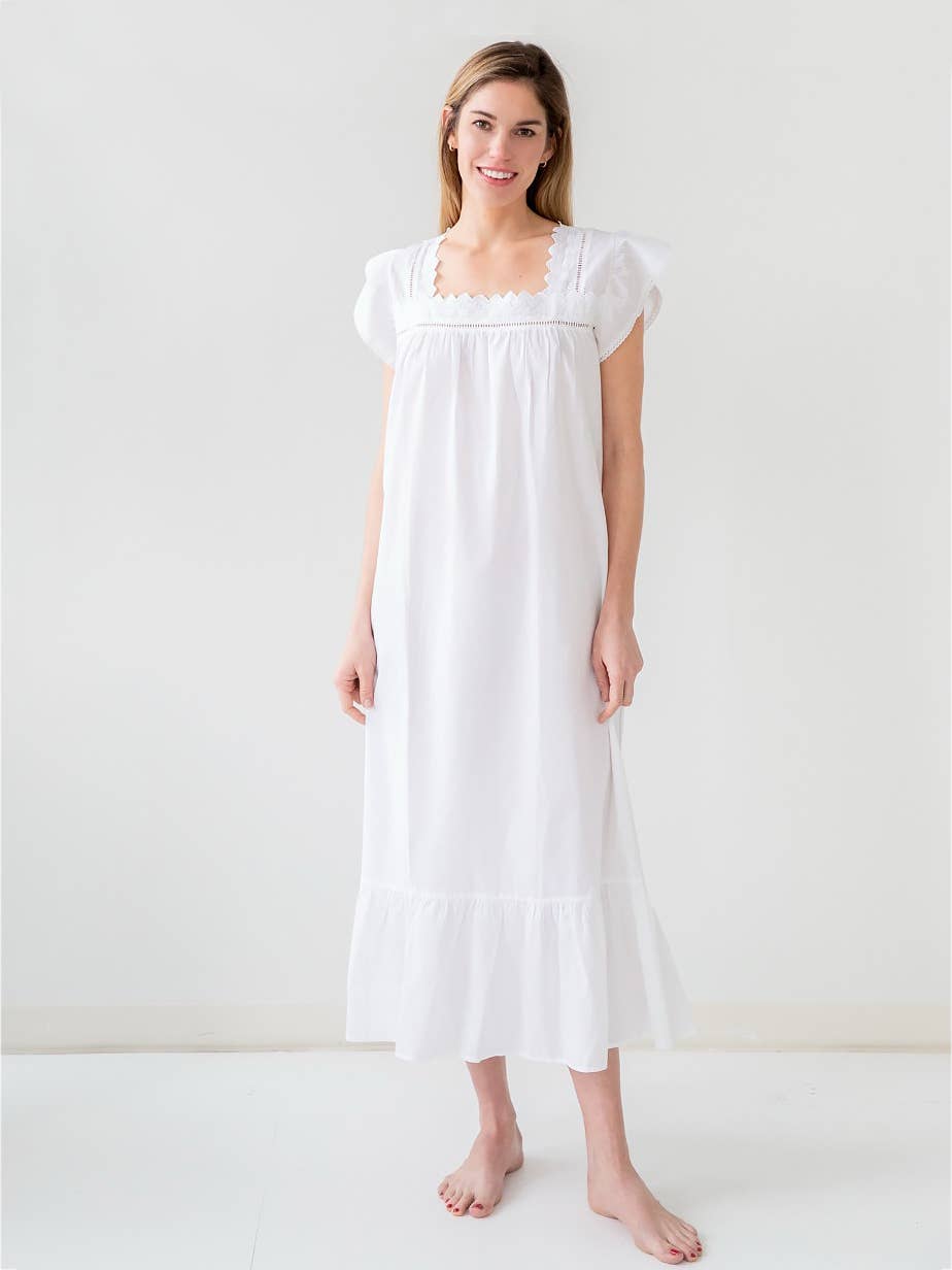 Chrissy White Cotton Nightgown