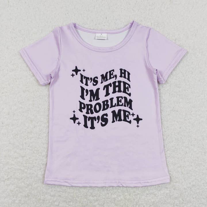 Baby Girls Lavender Problem Short Sleeve Tee Shirts Tops for wholesale by Aier Wholesale