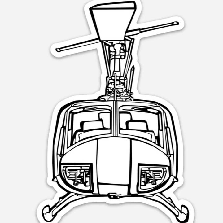 Illustration de l'autocollant en vinyle Vintage Bell UH-1 Iroquois Huey pour la vente par Bellavance Ink