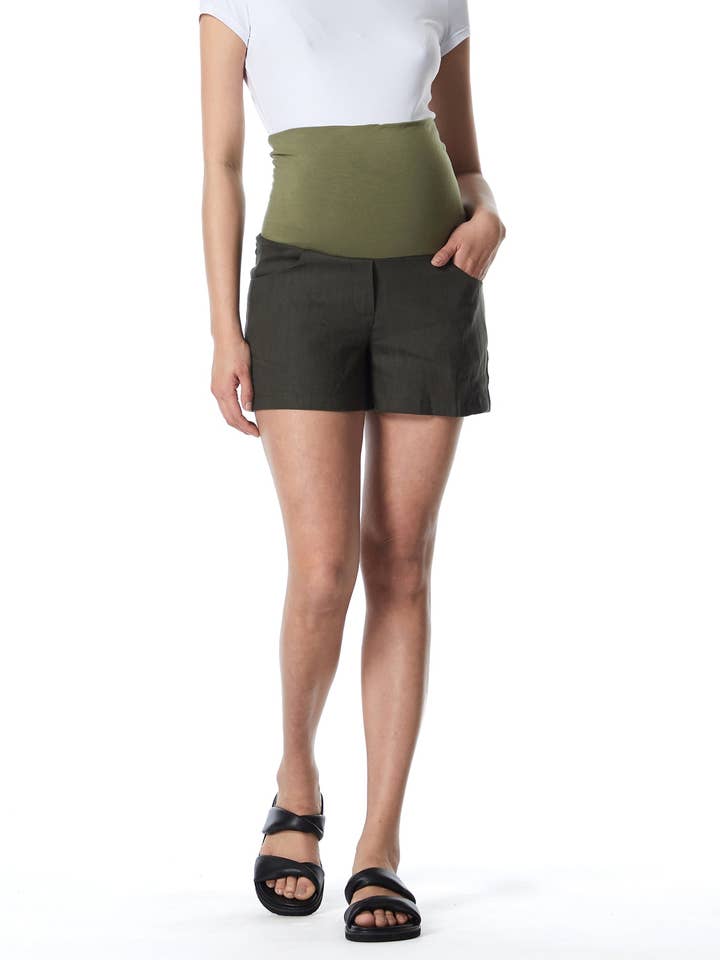 Nala Overbelly Ventebukser i Hør for engroshandel hos Soon Maternity