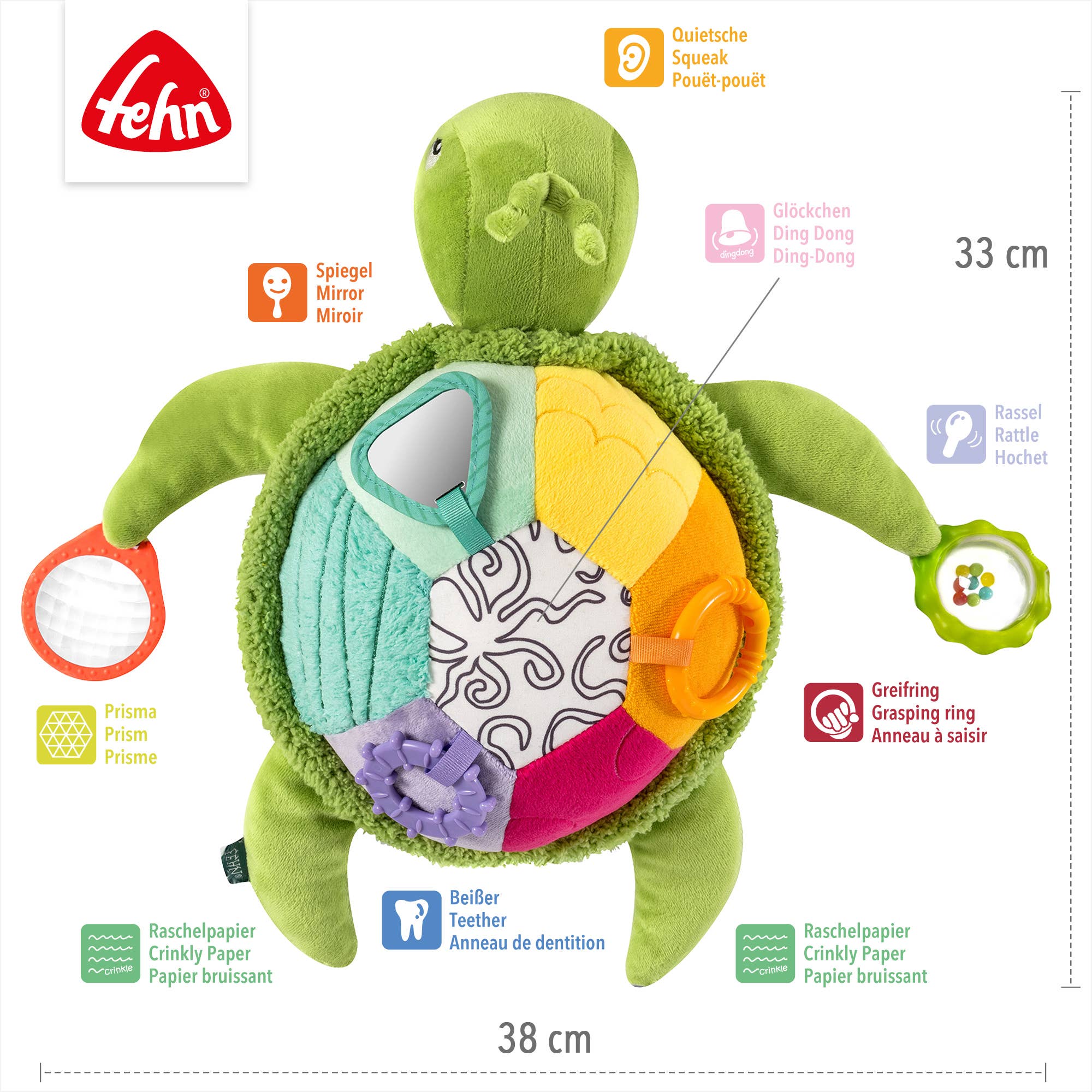 Fehn - Wholesale Stuffed/Plush Toy - Kids & Baby - Activity Sea Turtle XL - Motor Skills Toy4