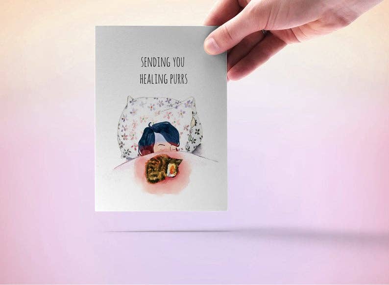 Liyana Studio – Engroshandel Tænker på dig kort – Healing Purr Cat - Tænker på dig kort2