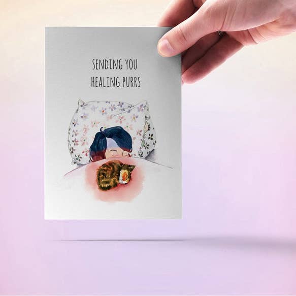 Liyana Studio – Engroshandel Tænker på dig kort – Healing Purr Cat - Tænker på dig kort2
