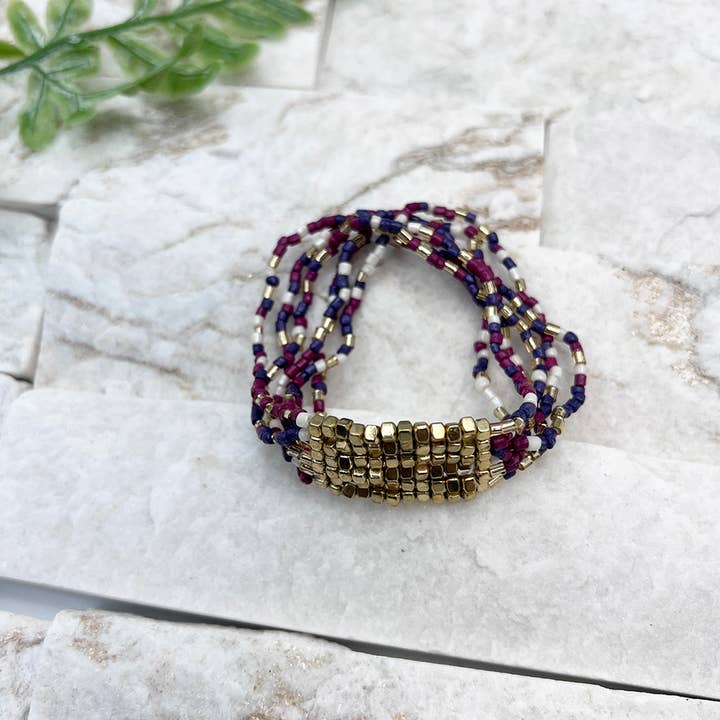 Anju Jewelry - Wholesale Beaded Bracelet - Seed Bead Stretch Statement Bracelets- Multiple Color Styles13