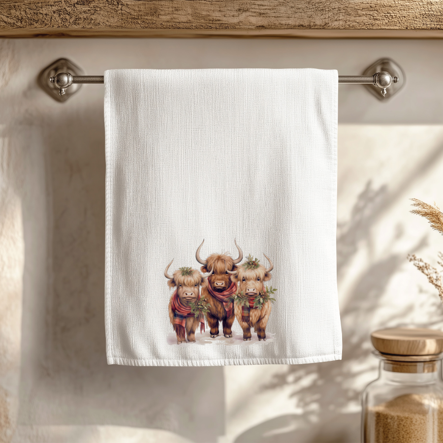 Fernville Creations - Wholesale Hand Towel - Highland Cow Holiday Hand Towel for Bath and Kitchen9