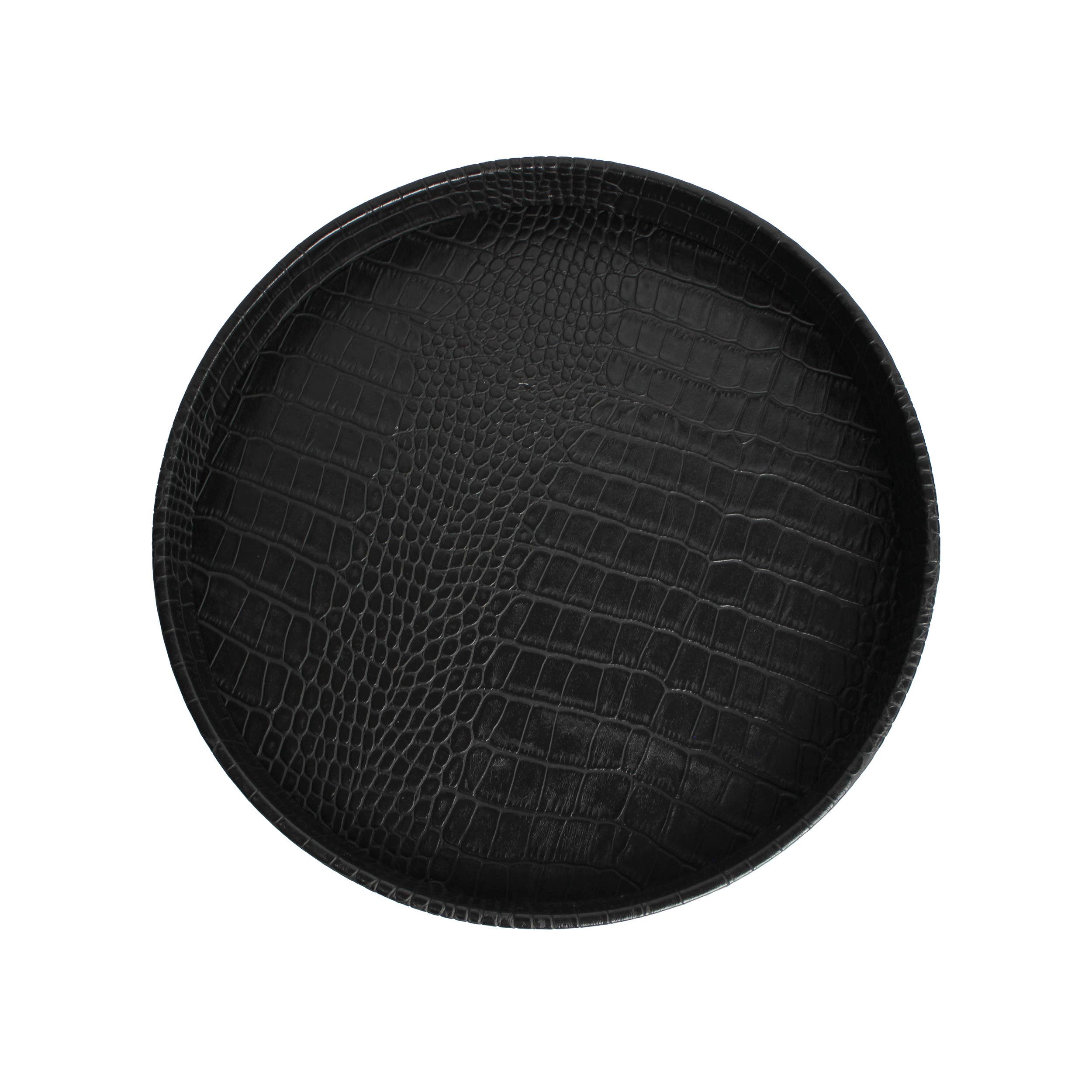 Signature Home Collection GmbH – wholesale Serving tray – Round tray faux leather croco black 26×26×4 cm serving2
