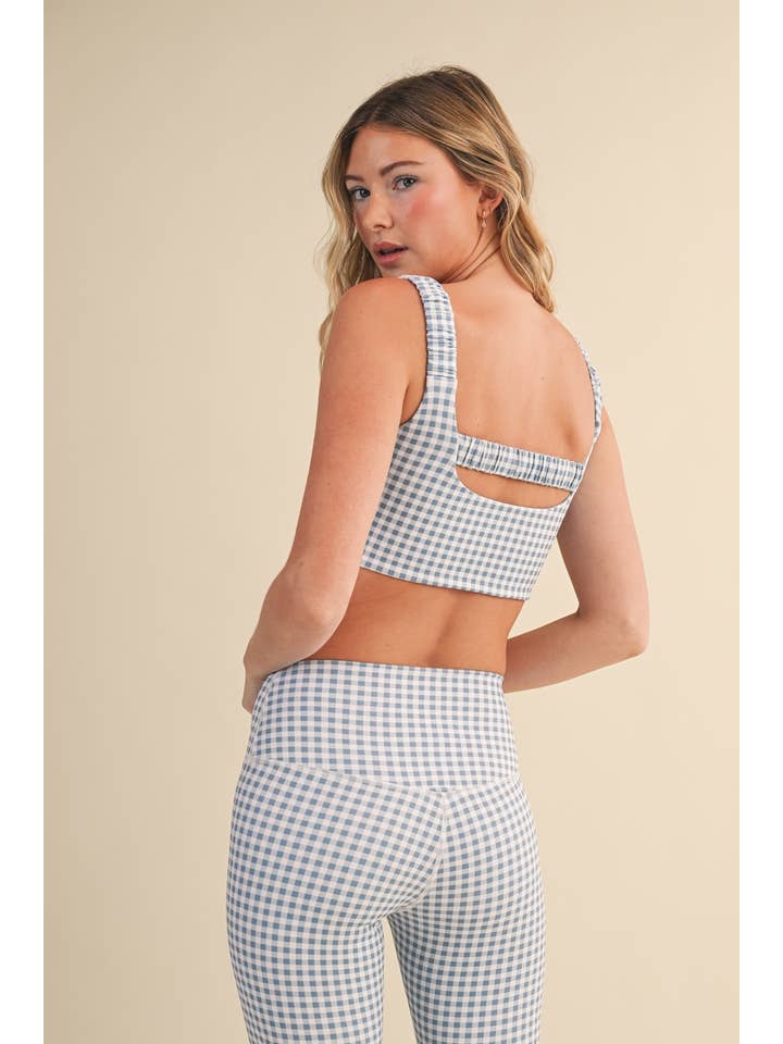 KIMBERLY C - Wholesale Sports Bra - Women's - Gingham Print Ruched Bra Top81