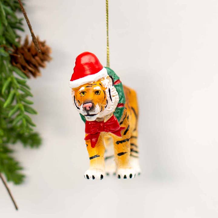 The Royal Standard - Wholesale Ornament - Christmas Tiger Ornament Orange/Red/White 5.75"